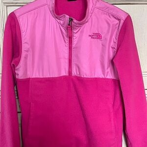 Girls North Face Pink 2-Tone Fleece 1/4 Zip Pullover Size 14/16